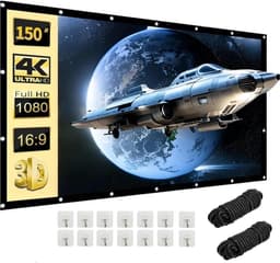 beamer, 150 inch, 16:9 HD, opvouwbaar, voor buiten, dikker, lichtdichter, projectiescherm, kreukvrij en gemakkelijk te dragen, bijzonder geschikt voor outdoor, camping, thuis — thumbnail 1