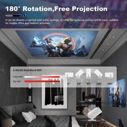 VHV - Beamer - Smart 1080P Full HD Projector - Mini Beamer - FULL HD (4K-Ondersteuning) - 3000 lumen - WiFi & Bluetooth - Ingebouwde Speakers - Draagbare Beamer Thuisbioscoop - Voor iOS en Android — thumbnail 5