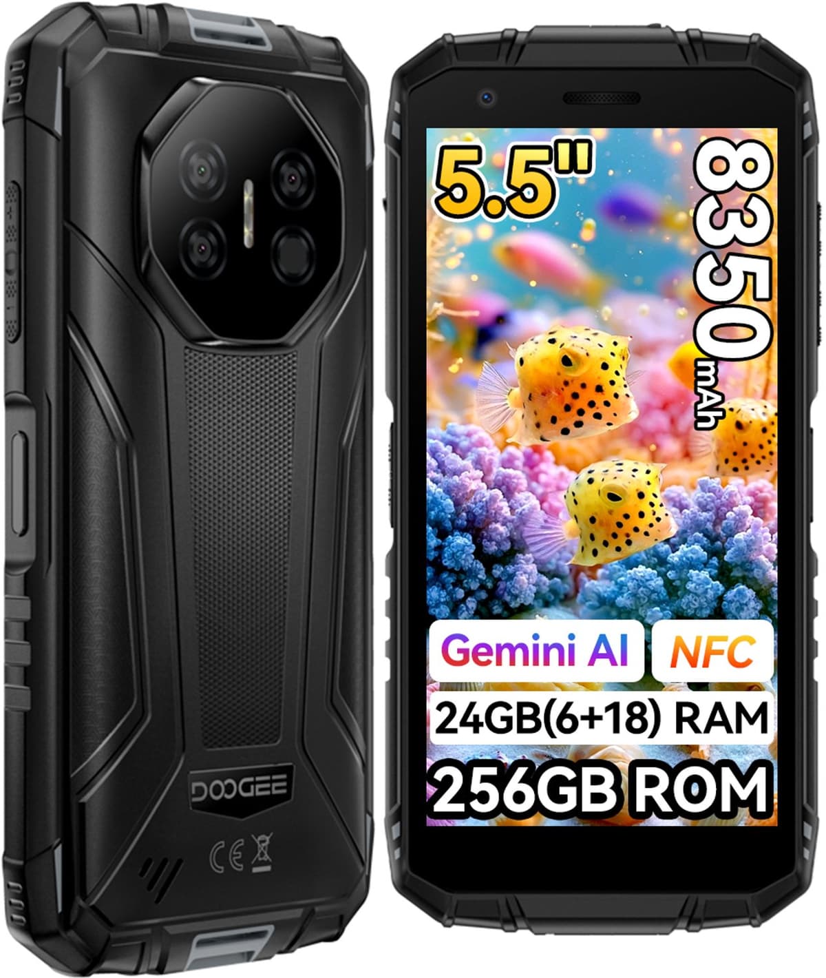 DOOGEE Fire 3 Ultra Robuuste Smartphon 24GB(6+18) RAM 256GB ROM Zwart — afbeelding 1