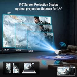 Mini Beamer - 150 ANSI Lumen Wifi6 Bluetooth 5.0 - 1280 x 720 Resolutie - LCD - Draagbaar - Thuisbioscoop — thumbnail 5
