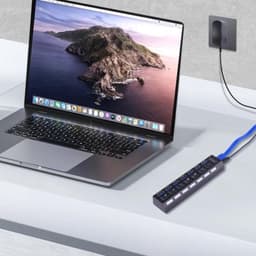 USB Hub - Poorten uitbreiden - Werkplek ordenen - 7+1 poorten - 5Gbps snelheid - Zwart — thumbnail 2