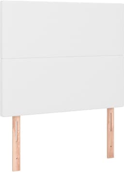 Bedframe met hoofdeinde, wit, 90 x 190 cm, kunstleer, hotelbedframe, logeerkamer, bedframe voor slaapkamer, familiebed, voor slaapkamer, hotel, logeerkamer — thumbnail 5