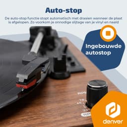 Denver Platenspeler - Ingebouwde speakers - Lichteffecten - Auto stop - Bluetooth - RCA output - Keramische naald - VBS271 — thumbnail 3