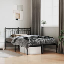Bedframe met hoofdeinde, metaal, zwart, 120 x 200 cm, bedframe voor woonkamer, hotel, slaapkamer — thumbnail 1