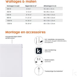 Infrarood Beeldverwarming 1200 Watt - Smart Thermostaat - 1,8 x 60 x 120 cm - Elektrisch - Wandmontage - Voor Binnen — thumbnail 1