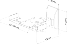Ophangbeugels voor Luidsprekers - Tot 25kg - Breedte verstelbaar - Bevestiging aan muur - Wit — thumbnail 2
