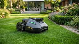 Robotmaaier Zonder Begrenzingskabel - Slimme Draadloze Cijfermatige Grasmaaier Robot met AI TrueVision Navigatie & Mini Garage - Hellingshoek 45% - Geschikt tot 500 m² - Laura Homestore — thumbnail 1