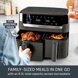 Dubbele Heteluchtfriteuse - Airfryer met 2 manden - Twee gerechten tegelijk - Individuele of gecombineerde zones - 83 Liter inhoud — thumbnail 3