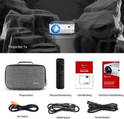 Beamer Draagbaar - 1920 x 1080 Full HD WiFi Bluetooth - 8000 Lumen LCD LED - Voor Thuisbioscoop En Entertainment — thumbnail 3
