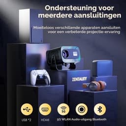 Mini Beamer 1000 ANSI Lumen - Full HD 1080p Resolutie - LED Projector - Android 13 Smart Beamer - Draagbaar Met Wifi En Bluetooth — thumbnail 3