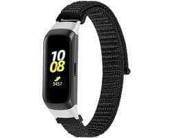 Nylon Smartwatch bandje - Geschikt voor Samsung Galaxy Fit nylon bandje - zwart - Strap-it Horlogeband / Polsband / Armband