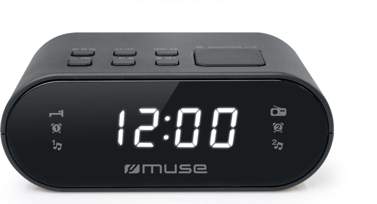 Muse M-10CR - Compacte wekkerradio - voorkeuzezenders - dimbaar display - sleep / snooze - back-up batterij — afbeelding 1