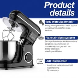Ploutos® Keukenrobot - Keukenmachine - Keukenmixer - Zwart - 26cm x 40cm x 45cm Keukenrobot - Keukenmachine - Keukenmixer - Zwart - 26cm x 40cm x 45cm — thumbnail 5