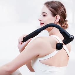 Massagepistool Met Verlengde Handgreep - Rugmassageapparaat Voor Pijnverlichting - Handmatig Percussie-Spiermassagepistool - 6 Massagekoppen — thumbnail 5
