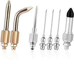 7-delige set vetspuitaccessoires, inclusief 3 vetspuitmonden, 1 naalddispenser, rubberen afdichtingsnippel, rechte spuitmond, 1 gebogen naald voor kleine en gesloten ruimtes — thumbnail 1