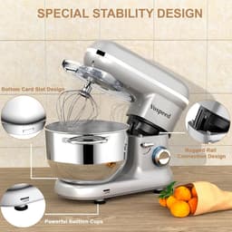 Keukenmixer 1500W Stil Elektrische keukenmachine met 6 snelheden, 6L mengkom en accessoires voor bakken — thumbnail 4