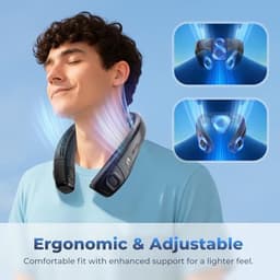 Nekventilator met Halfgeleider Koeling 4400mAh – Draagbare Nek Airconditioner met Groot Koelvlak, LED Display, 3 Windsnelheden & 3 Koelstanden, USB-C Oplaadbaar – Zwart — thumbnail 5