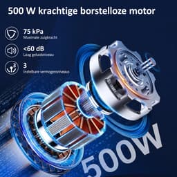 Norvia - Draadloze Steelstofzuiger - Steelstofzuiger - Stofzuiger - 75.000 PA Zuigkracht - 60 Minuten Accuduur - HEPA Filter - LED — thumbnail 4