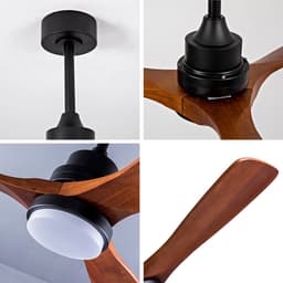 HAUSS SPOLE Plafondlamp Met Ventilator - 107 cm - Omkeerbare DC-Motor - Metaal En Massief Hout - Zwart Donker Walnoot - Dimbaar Met Afstandsbediening — thumbnail 2