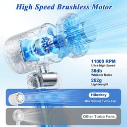 Handventilator - 100 windsnelheden - Met magnetische telefoonhouder en koelplaat - Oplaadbare handventilator - 3600 mAh - Compact en draagbaar - Wit — thumbnail 4