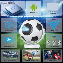 Mini-beamer - Draagbare Projector - Smart Projector met WiFi 6 - 180° Draaibaar - Voor Thuisbioscoop en Presentaties — thumbnail 2