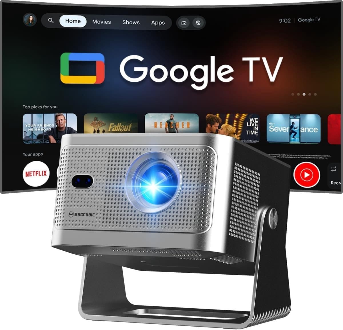 Videoprojector - 1080P - Geïntegreerde 4K tv-stick - Automatische focus en trapeziumcorrectie - Voor Thuisbioscoopgebruik — afbeelding 1