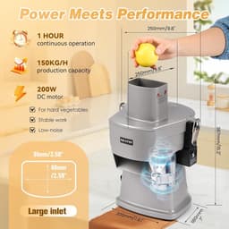 Elektrische groentesnijder - Aluminium - 200W - 4-in-1 multifunctionele keukenmachine - Voor professioneel en thuisgebruik — thumbnail 5