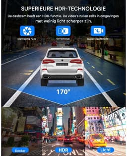 GELLDG Dashcam Voor & Achter - 3-Kanaals Autoritrecorder - 2.45 Inch Scherm, Zonder Geheugenkaart - Nachtzicht, HDR, G-Sensor, 24Uur Parkeermodus - Geschikt voor Auto en Bestelwagen - Kunststof Behuizing - Afmetingen 12x3x3.5cm — thumbnail 4