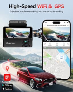 Dashcam voor auto - Zwart - 3 kanalen - 2,5K + 2,5K + 1080p infrarood nachtzicht - Met touchscreen en GPS voor optimale veiligheid — thumbnail 3