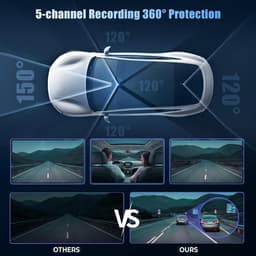 Dashcam voor auto - Zwart - 3,2 inch IPS-scherm - 1080p Full HD met 5 Camera's en Nachtzicht - Voor Veiliger Rijden — thumbnail 2