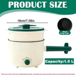 Multicooker - Zilver - 1,5 Liter - Roestvrijstalen Elektrische Kookpan met Antiaanbaklaag - Voor Thuis en Reizen — thumbnail 2