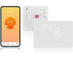 Slimme Thermostaat WiFi - Draadloze Kamerthermostaat - Verwarming Regelen - App en Stem Bediening - 5A Ontvanger - Wit
