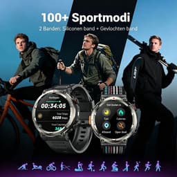 Blackview horloge heren - sporthorloge - smartwatches - outdoor smartwatch - horloge - polshorloges dames - W50Pro - Bluetooth -rugged army smartwatch- sport horloge - IP68 waterdicht- belfunctie - zaklamp - iOS & Android - zwart — thumbnail 2