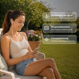 FourGoods USB-C Oortjes met Draad - Microfoon - Wit - Bedrade Oordopjes - Muziek & Oproepbediening — thumbnail 2