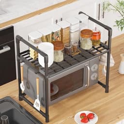 Magnetron Standaard voor Keuken - Metalen Plank met Haken en Geen Boreisen — thumbnail 3