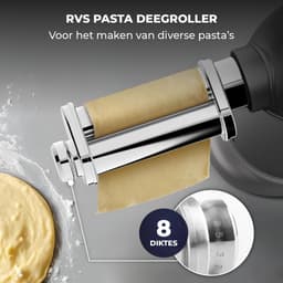 SnelShoppen - Keukenmachine met Pastamachine - 2000W Keukenrobot - Pasta Sheet Roller - 6,2L Mengkom - Antraciet - Ideaal voor Thuis, Feesten en Koken — thumbnail 5