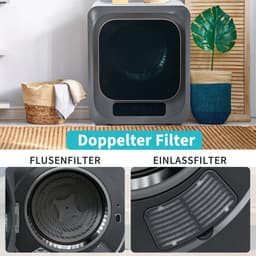 Wandmontage Wasdroger - 3-4 kg Capaciteit en UV-Sterilisatie - 850W en 6 Programma's - Voor Thuisgebruik - Grijs — thumbnail 3
