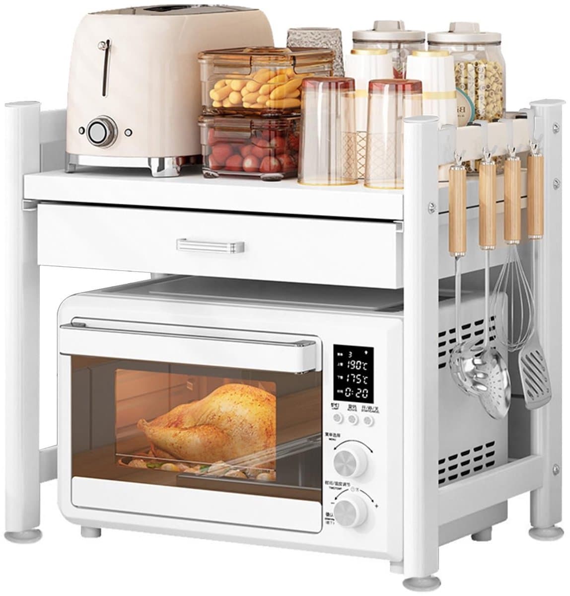 Solidchoice - Magnetron Rek met Uittrekbare Organizer, Carbon Staal, 56 cm — afbeelding 1