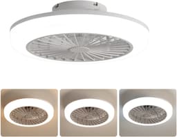 MIVRAY Plafondventilator Met Verlichting En Afstandsbediening - 46 Cm - Bladvrij - ABS - Wit - Dimbare Led En Omkeerfunctie — thumbnail 2