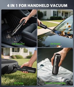 KZQ Draadloze handheld stofzuiger 17000Pa met borstelloze motor - HD-display en 30 minuten gebruiksduur - Lichtgewicht voor auto detailing en huisdierharen - USB-C snel opladen - Zwart — thumbnail 4