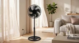 Summer Enjoy Statiefventilator - Staande Ventilator - Ø 40 cm - 3 Snelheden - In Hoogte Verstelbaar & Zwenkbaar - 45W - Zwart — thumbnail 3