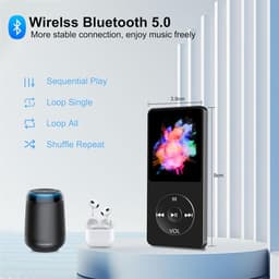 Bluetooth-mp3-speler met 128 GB TF-kaart, draadloze muziekspeler met lange batterijduur, USB-bestandsoverdracht, ondersteuning voor uitbreidbaar geheugen, compatibel met hoofdtelefoons, autoradio's en luidsprekers — thumbnail 3