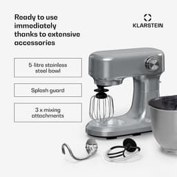 Staande Mixer - Keukenmachine Bakken - Zelf Bakken - Planetaire Mengbeweging - 5 Liter Kom - Zilver — thumbnail 3