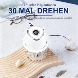 Elektrische Uienhakker - Keukenmachine Mini - Snel Groenten Snijden - Krachtige Elektromotor - 135 cm Hoog - Wit — thumbnail 2