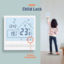 Vloerthermostaat - Temperatuurregelaar - Vloerverwarming - Wifi & App Bediening - 220V - Wit — thumbnail 3