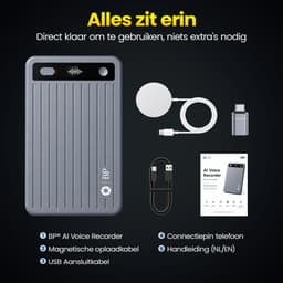 BP® AI Voice Recorder - 64GB - AI Dictafoon - Transcriptie & Samenvattingen - Audio Recorder - Bluetooth App - Mindmaps — thumbnail 3