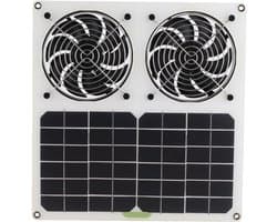 Zonnepaneel Ventilator - Afzuigventilator Dubbel - Ventilatie Kas - Waterdichte Dubbele Bladen - 12 Inch - Zwart