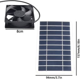Zonne Ventilator - Zonnepaneel Ventilator - Ventilatie Zolder - Zonne-aangedreven - 8 cm Ventilator - Zwart — thumbnail 2