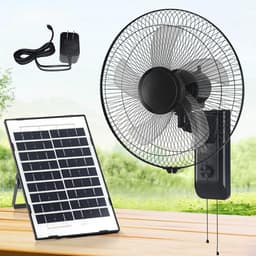 Wandventilator - Zonneventilator - Ruimte Koelen - Solar Aangedreven - 43 cm - Zwart — thumbnail 1