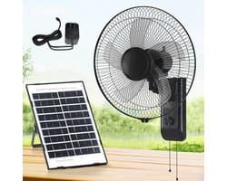 Wandventilator - Zonneventilator - Ruimte Koelen - Solar Aangedreven - 43 cm - Zwart